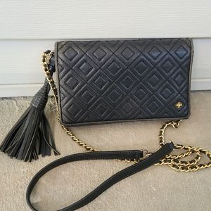 Tory Burch Black Fleming Wallet on chain